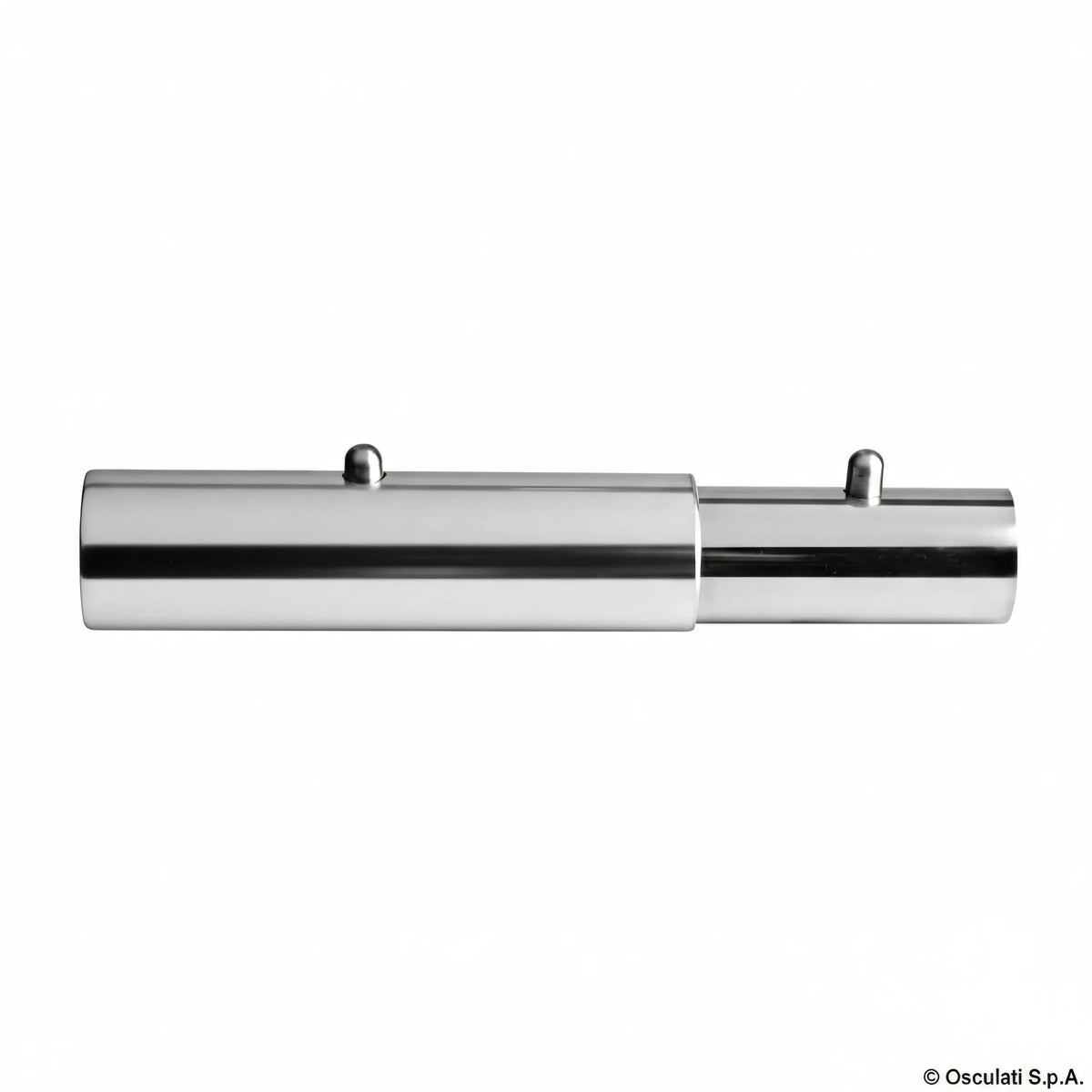 Raccordo giunzione telescopico inox lucido per tubo 25x1,2 mm con perni di fissaggio