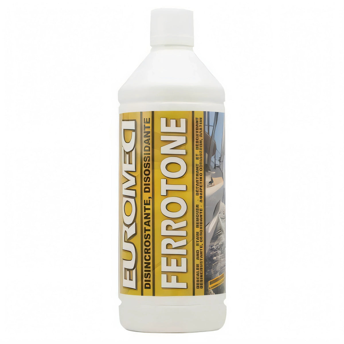 Flacone bianco Euromeci Ferrotone 1lt detergente disincrostante disossidante desalinizzante per uso nautico