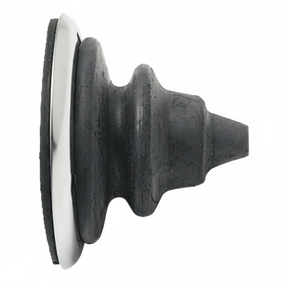 Cuffia passa paratia in gomma grigia con ghiera inox, forma conica a più livelli, Ø 58x90 mm