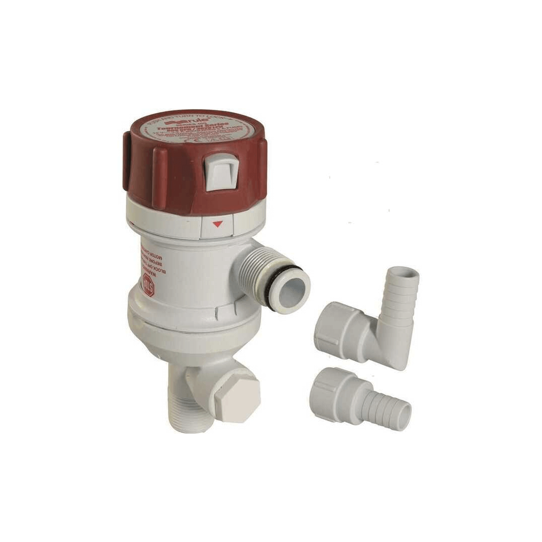 Pompa ossigenatore Rule Livewell-Baitwell 800GPH 12V bianca e rossa con raccordi inclusi