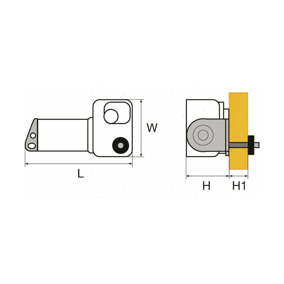 Scheda tecnica tergicristallo W10M 24V perno 48mm con dimensioni L, W, H, H1