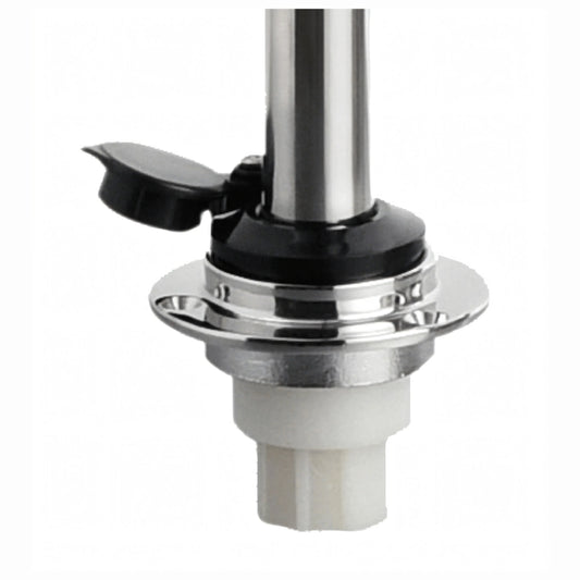 Innesto base fanale nautico inox lucido con leva nera e boccola bianca in plastica