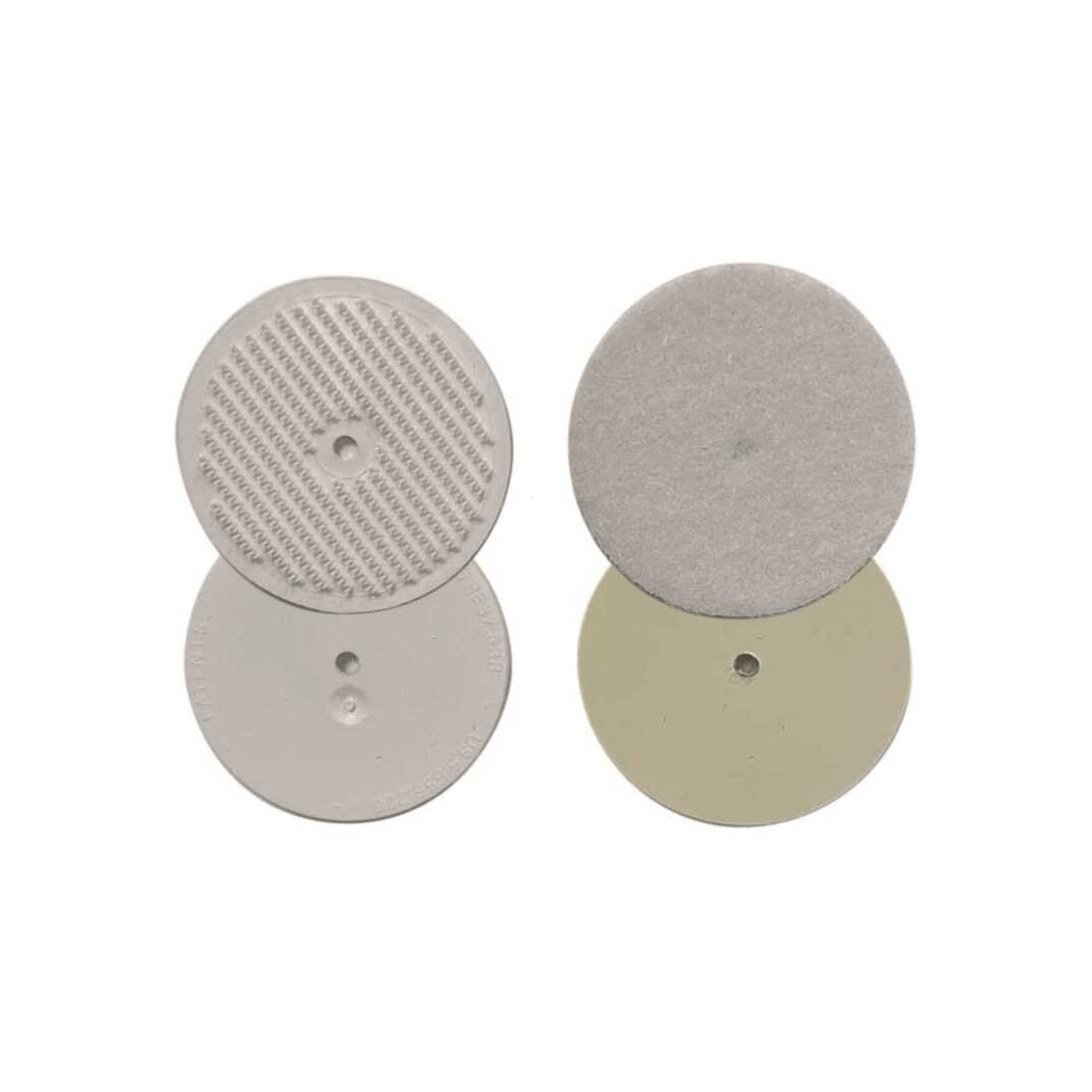 Dischetti velcro rotondi Ø 25mm bianchi e beige, lato morbido e agganciante, per tessuti e rivestimenti