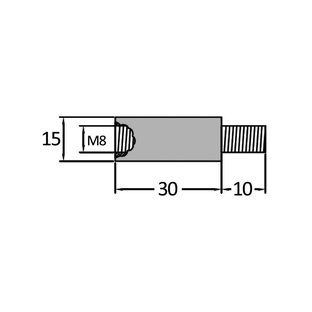 Scheda tecnica anodo Volvo M/F 7/16" per scambiatori calore con filettatura M8, lunghezza 30mm