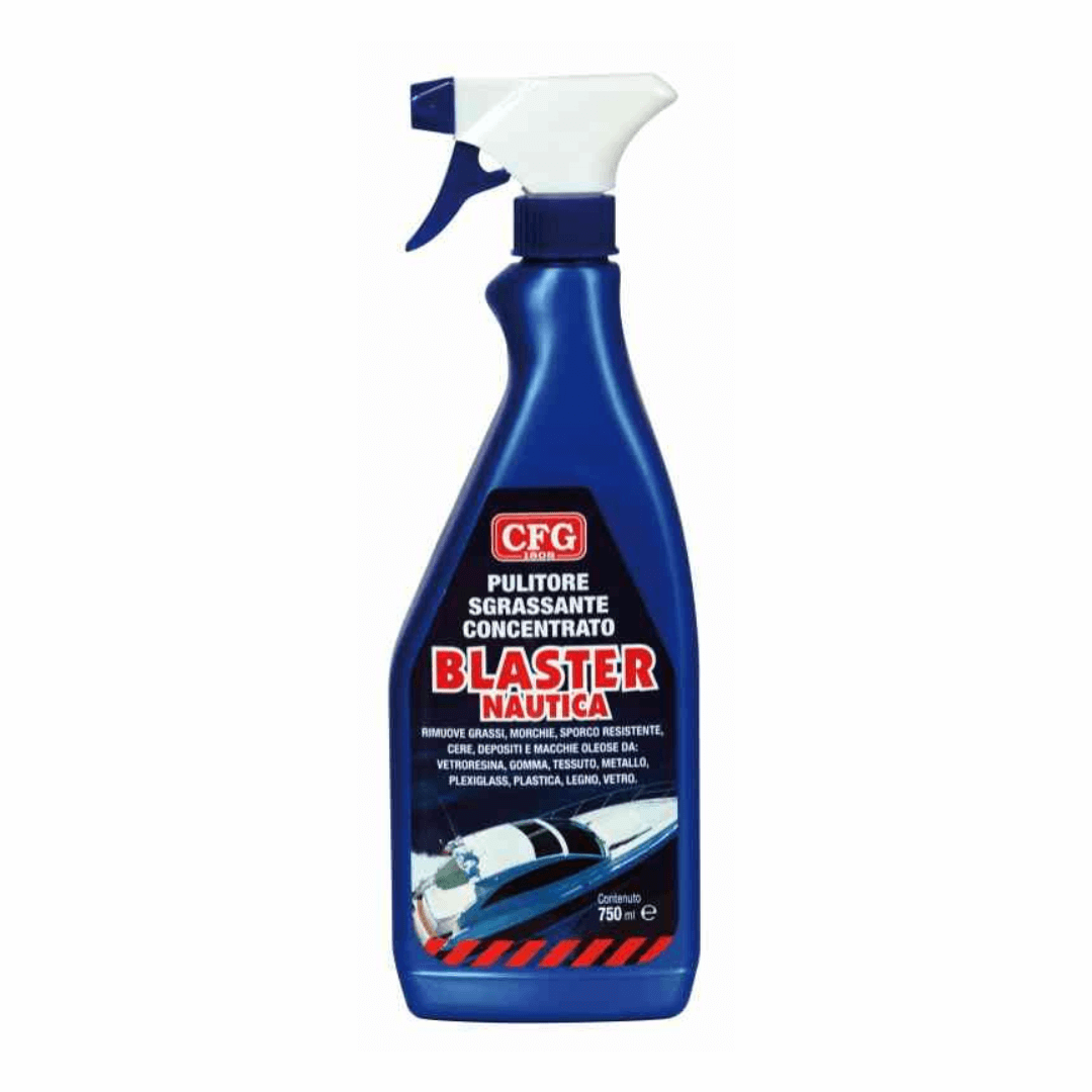 Spray pulitore sgrassante concentrato CFG Blaster Nautica 750ml, flacone blu con trigger bianco