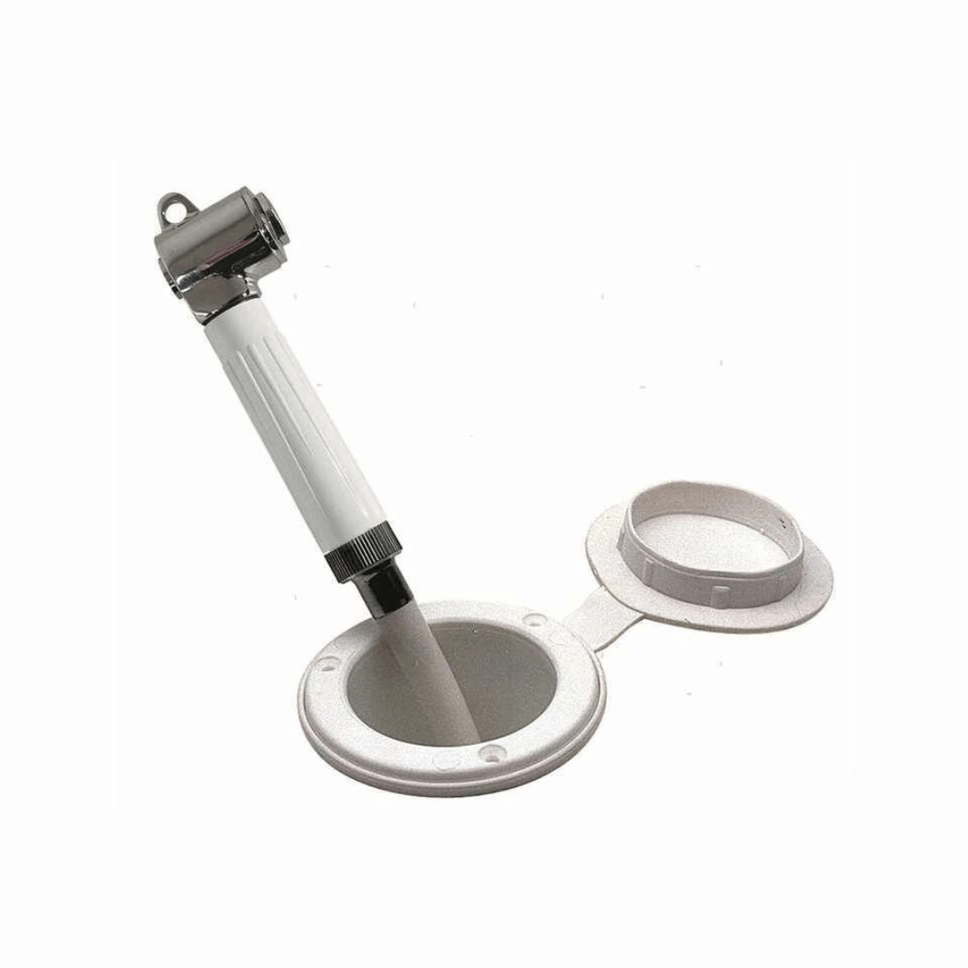 Box doccetta round bianco con supporto cromato regolabile e anello di fissaggio rimovibile