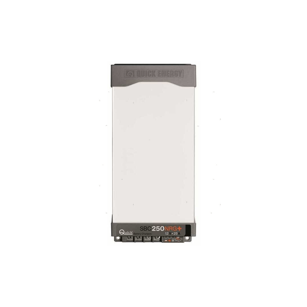 Caricabatterie Quick SBC 250 NRG+ bianco 12V 25A, corpo rettangolare con pannello connessioni
