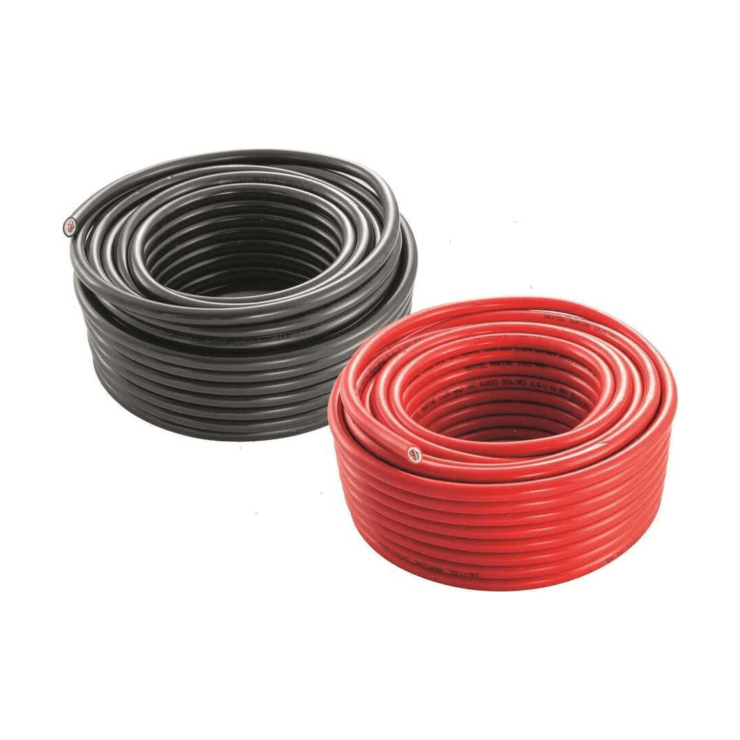 Cavo batteria unipolare 16 mm² arrotolato, colori rosso e nero, rivestimento in resina sintetica