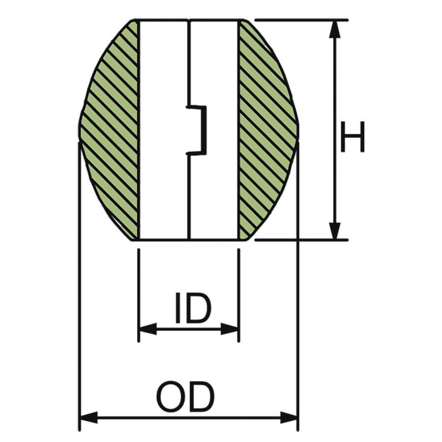 Scheda tecnica collare barilotto ZN tipo L Ø 30mm con quote H, ID e OD