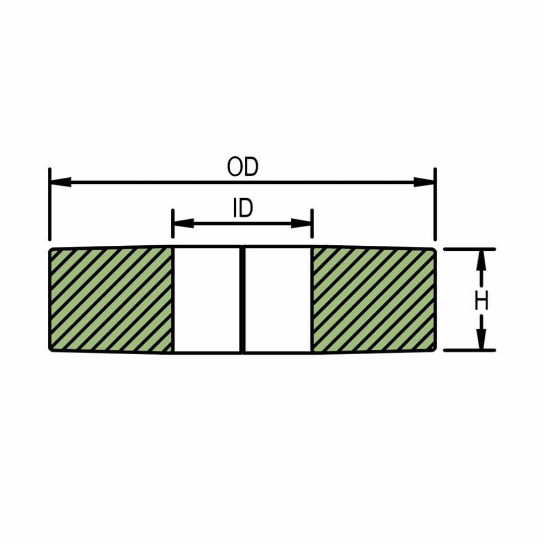 Scheda tecnica collare ZN tipo L con dimensioni OD, ID e H indicate