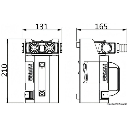 Disegno tecnico quotato della pompa a palette Marco VP45