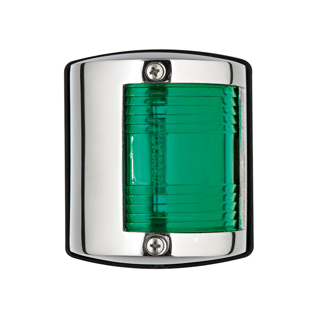 Fanale di navigazione verde dritta Utility 85 in acciaio inox lucido con lente fresnel
