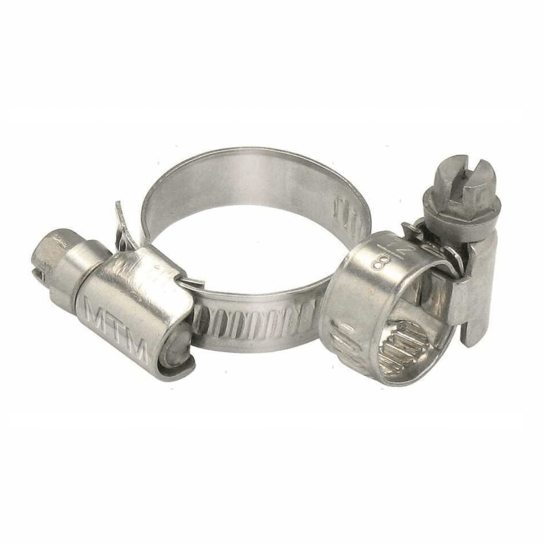 Fascette stringitubo acciaio inox a doppia vite, banda 9mm DIN 3017, colore argento metallico