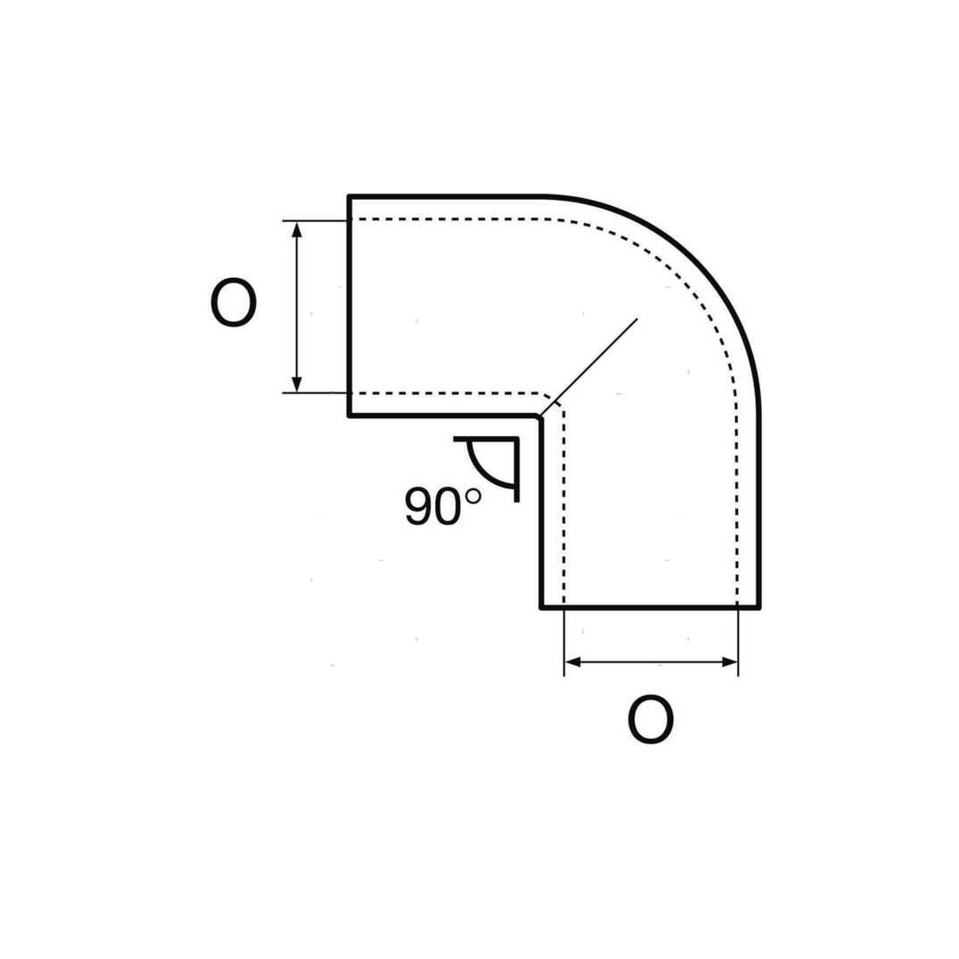 Scheda tecnica giunto a L 90° in acciaio inox AISI 316 con quote dimensionali esterne