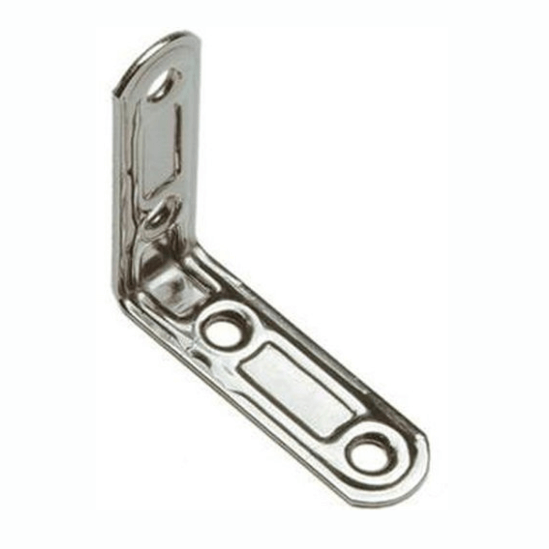 Lastrina ad angolo in acciaio inox A2, forma a L, 31mm, con fori per viti, finitura lucida