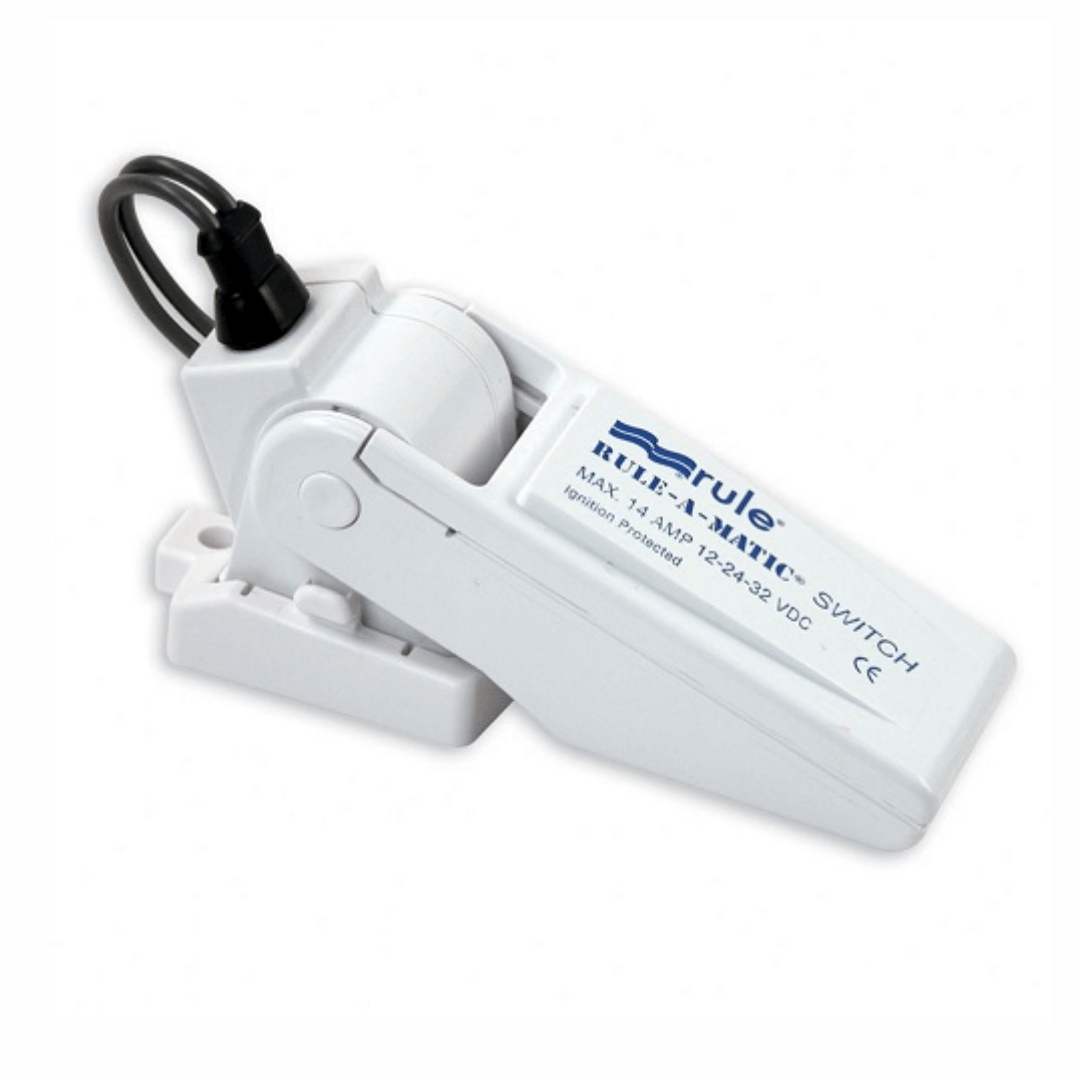 Interruttore galleggiante Rule-A-Matic bianco, max 14A 12-24-32V, con cavo nero e corpo in plastica