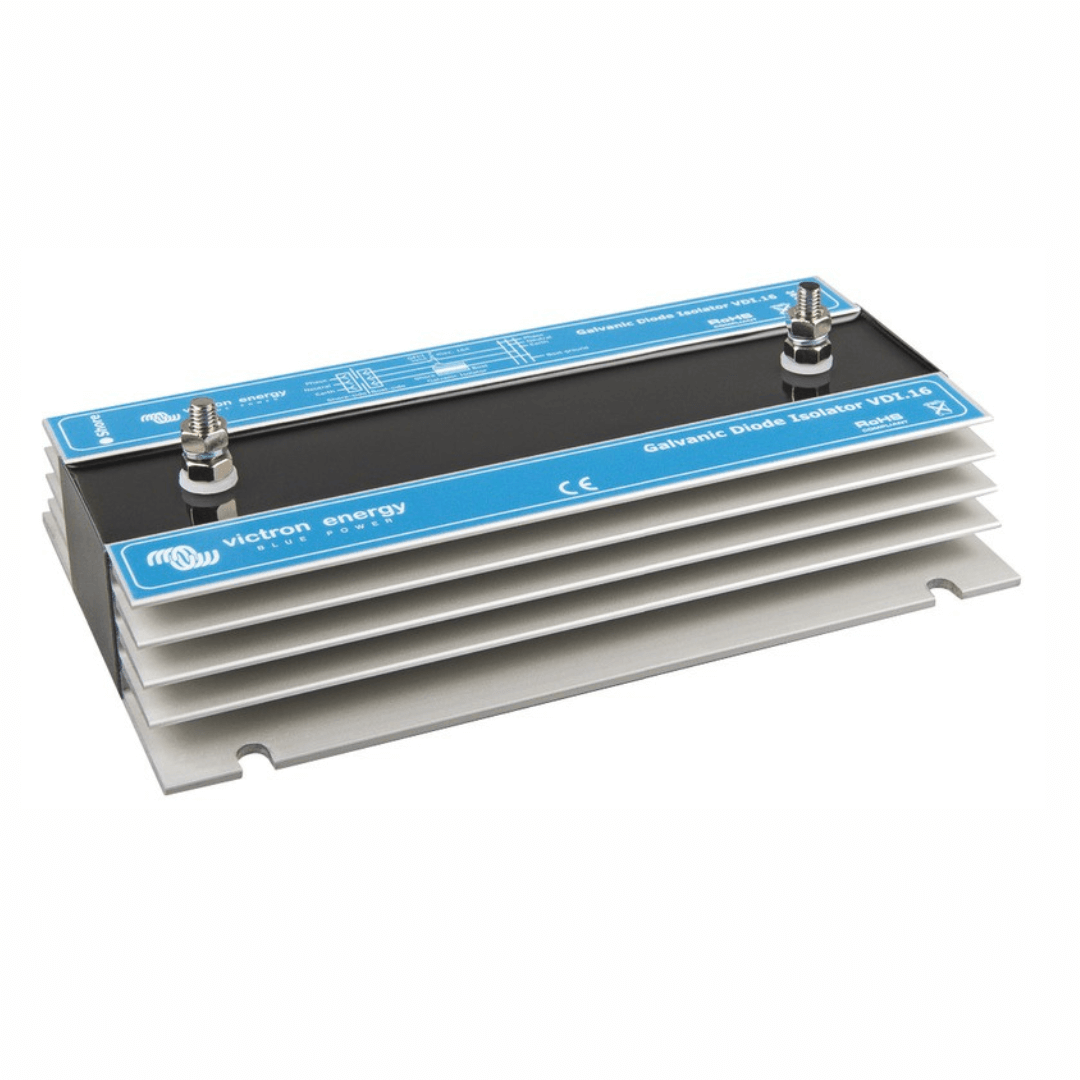 Isolatore galvanico Victron VDI-16 con alette di raffreddamento in alluminio e morsetti metallici