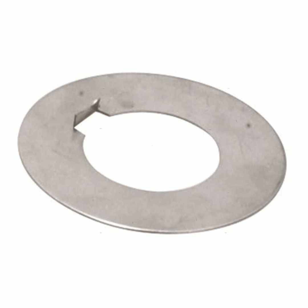 Rondella di sicurezza inox per ogiva asse Ø 40 mm, forma anulare piatta con linguetta interna