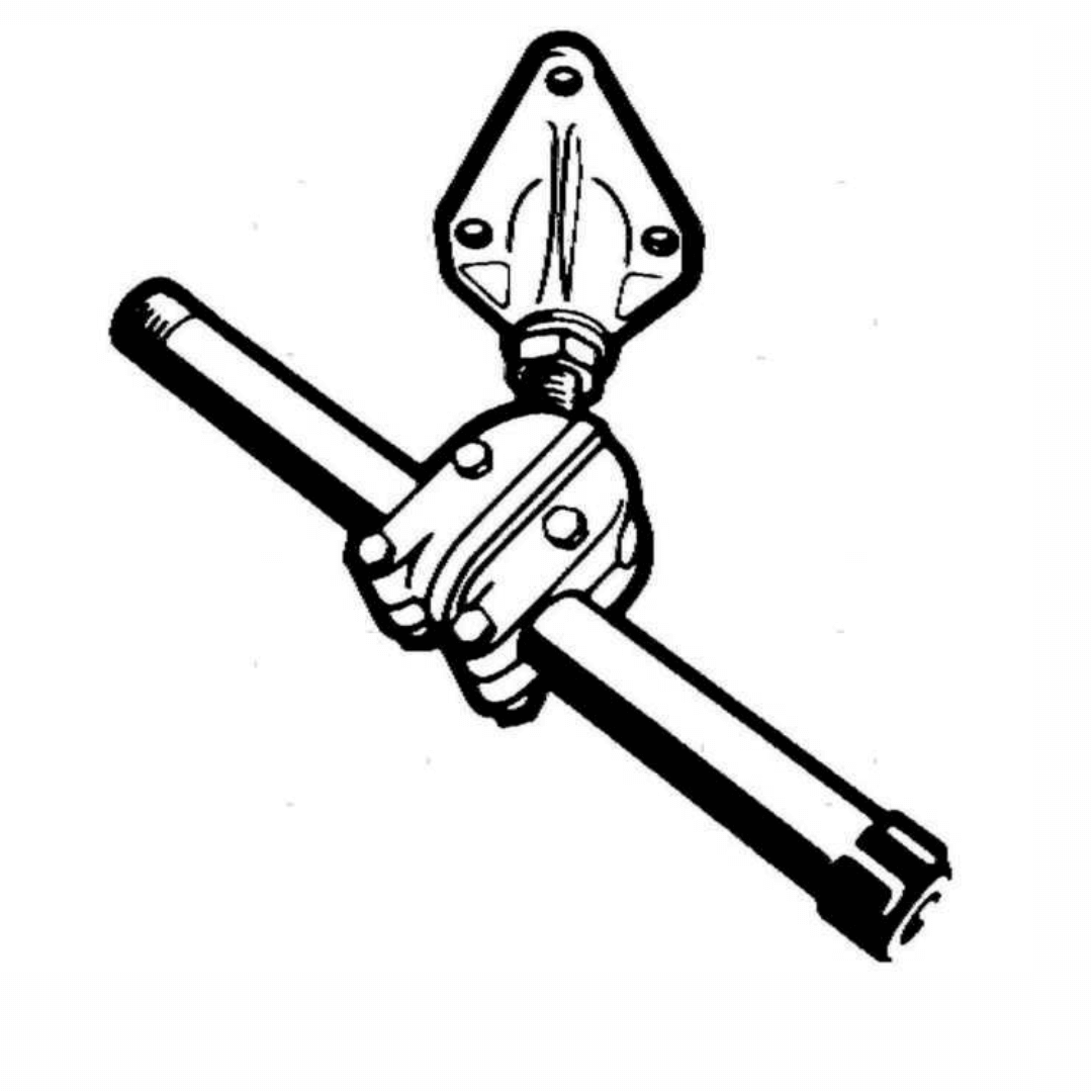 Staffa di poppa a snodo S39 in metallo cromato con braccio trasversale e testa girevole