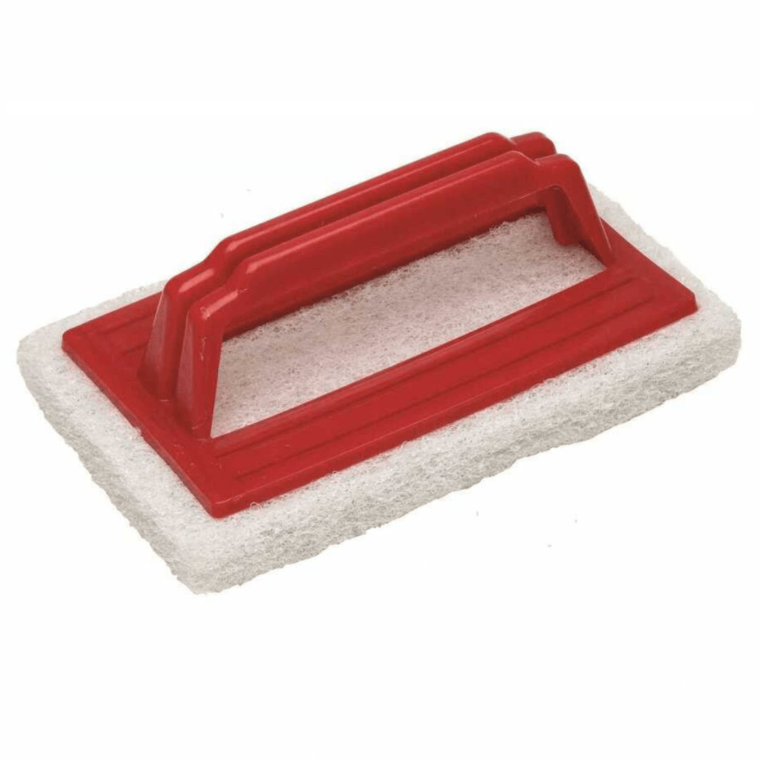 Spazzola carena rossa 150x90 mm con pad abrasivo bianco e manico ergonomico in plastica