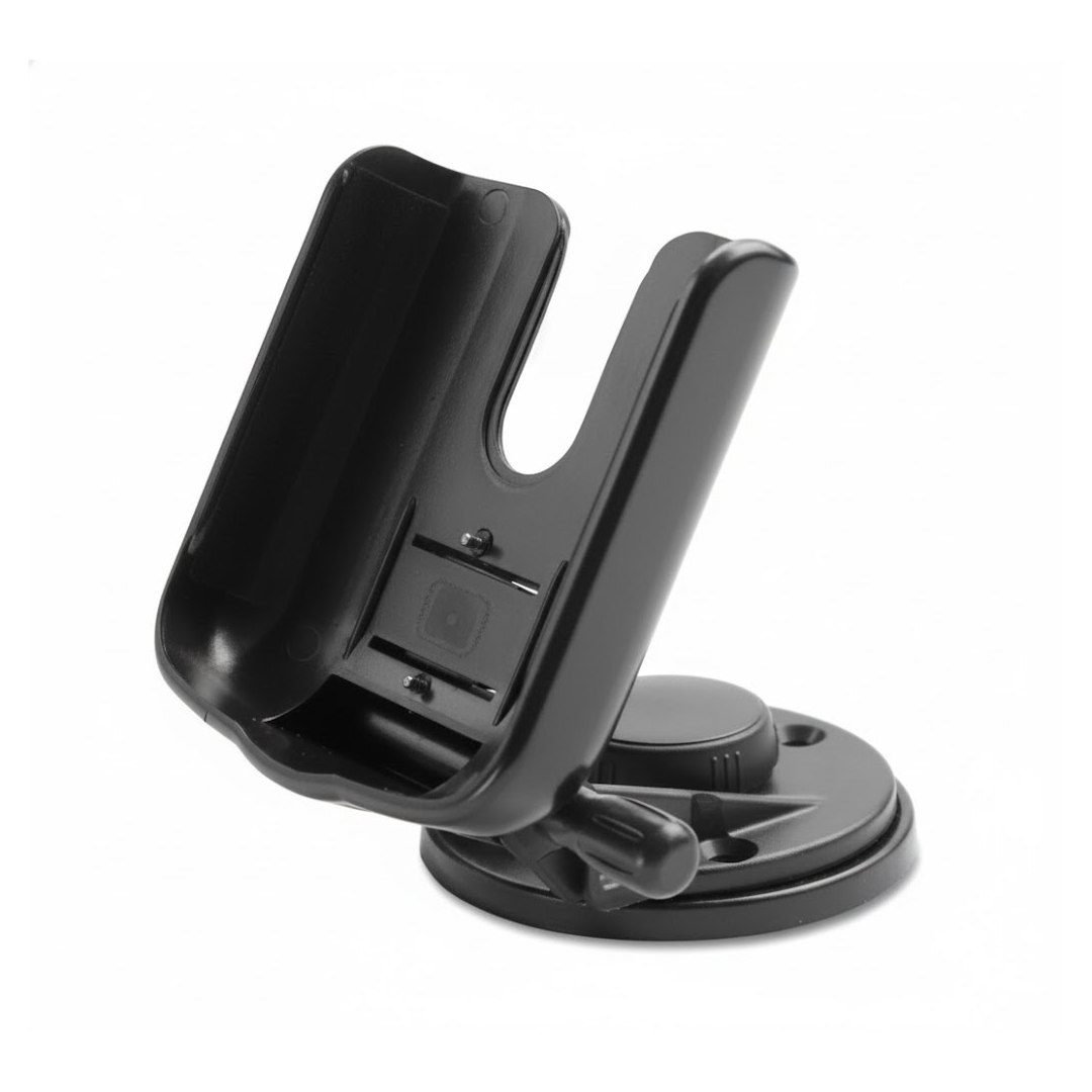 Staffa montaggio nera per Garmin GPS 72H con base rotante circolare e supporto orientabile in plastica
