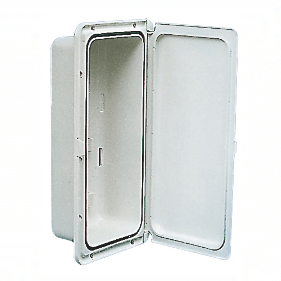 Vano portaoggetti nautico grigio aperto 364x183x75 mm con guarnizione e sportello a cerniera