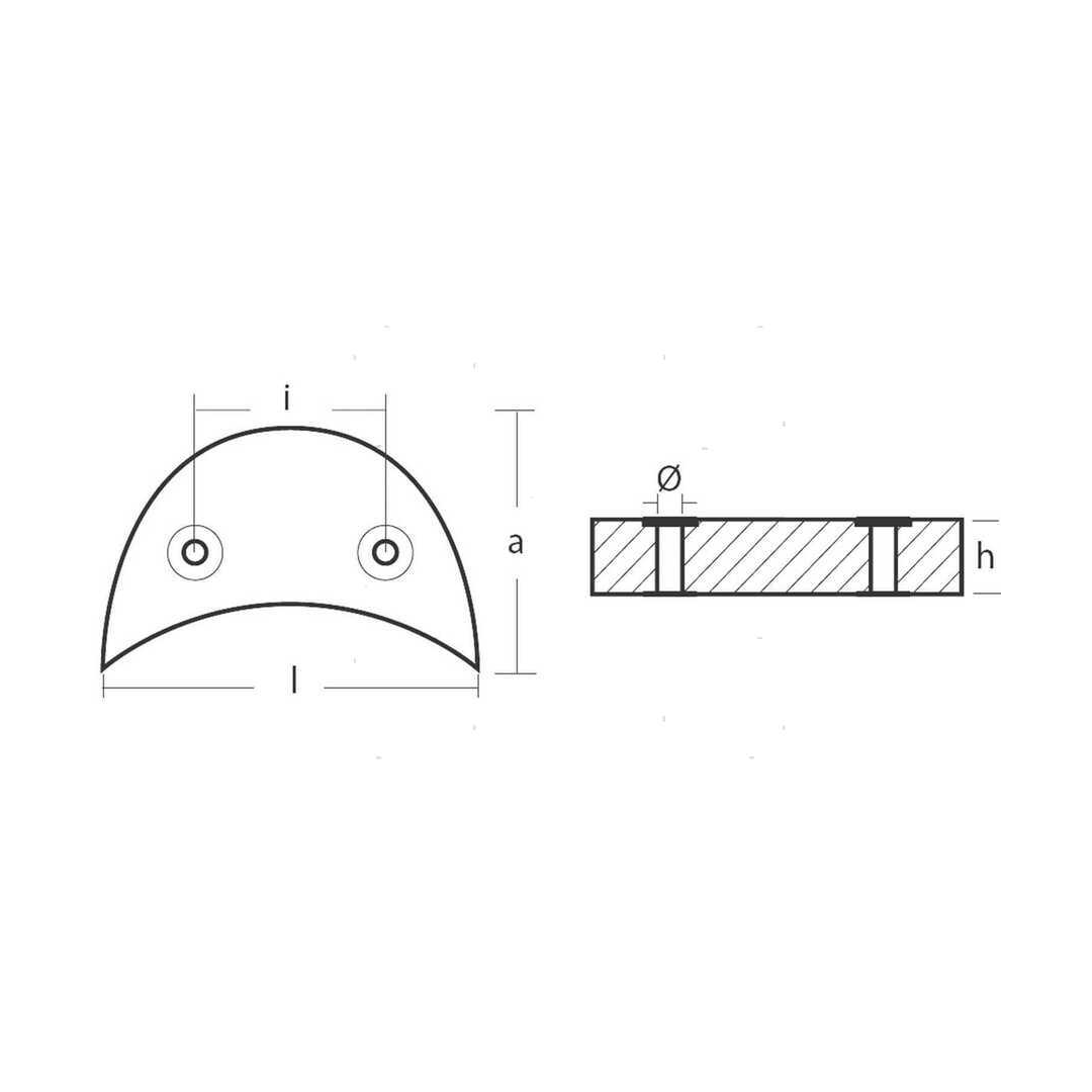 Anodo sacrificale a mezzo collare (semicerchio) in zinco per motori fuoribordo Johnson Evinrude V4 90-140 cavalli.