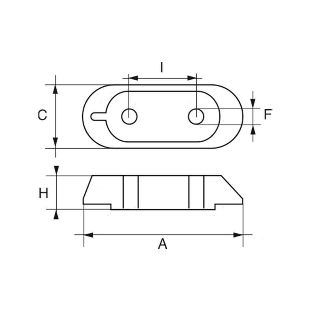 Anodo sacrificale a piastrina rettangolare in alluminio per motori Yamaha 4T e 2T, riferimento originale 65W-45251-00. misure