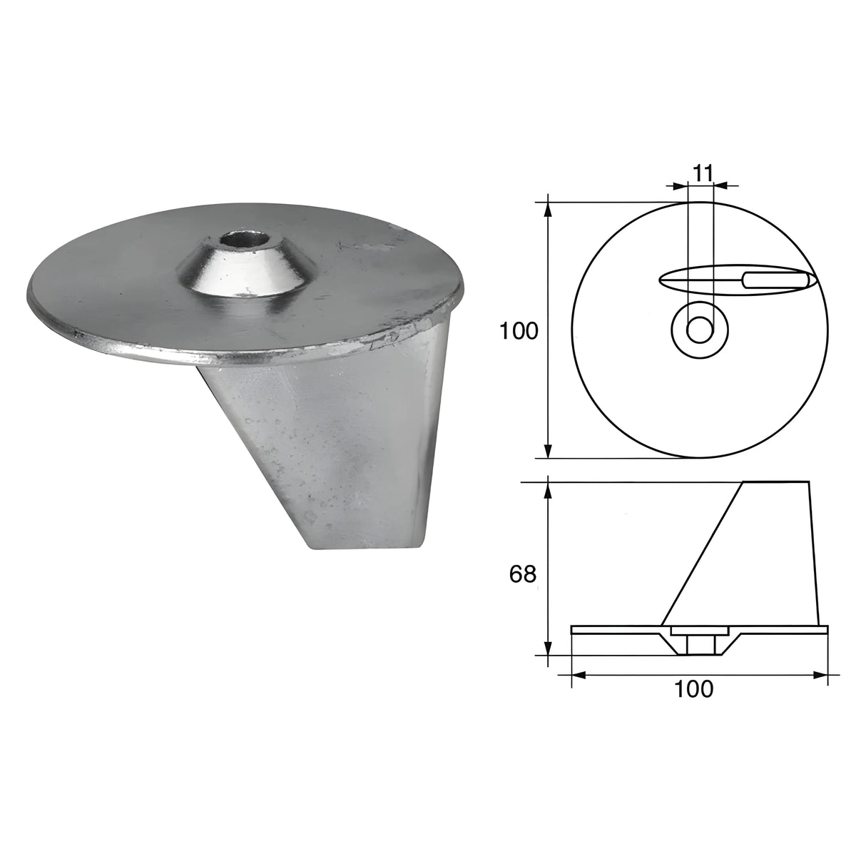 Anodo a pinna rotonda in zinco per motori fuoribordo Suzuki DT 115 e 140 HP.