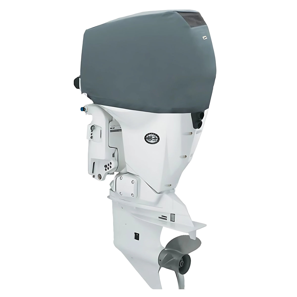 Coprimotore sartoriale ventilato Oceansouth grigio e blu per motori Evinrude in navigazione, aperture laterali per ventilazione