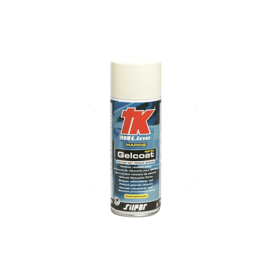 Bomboletta spray di Gelcoat TK ad alta densità per riparazione e ripristino vetroresina, colore bianco.