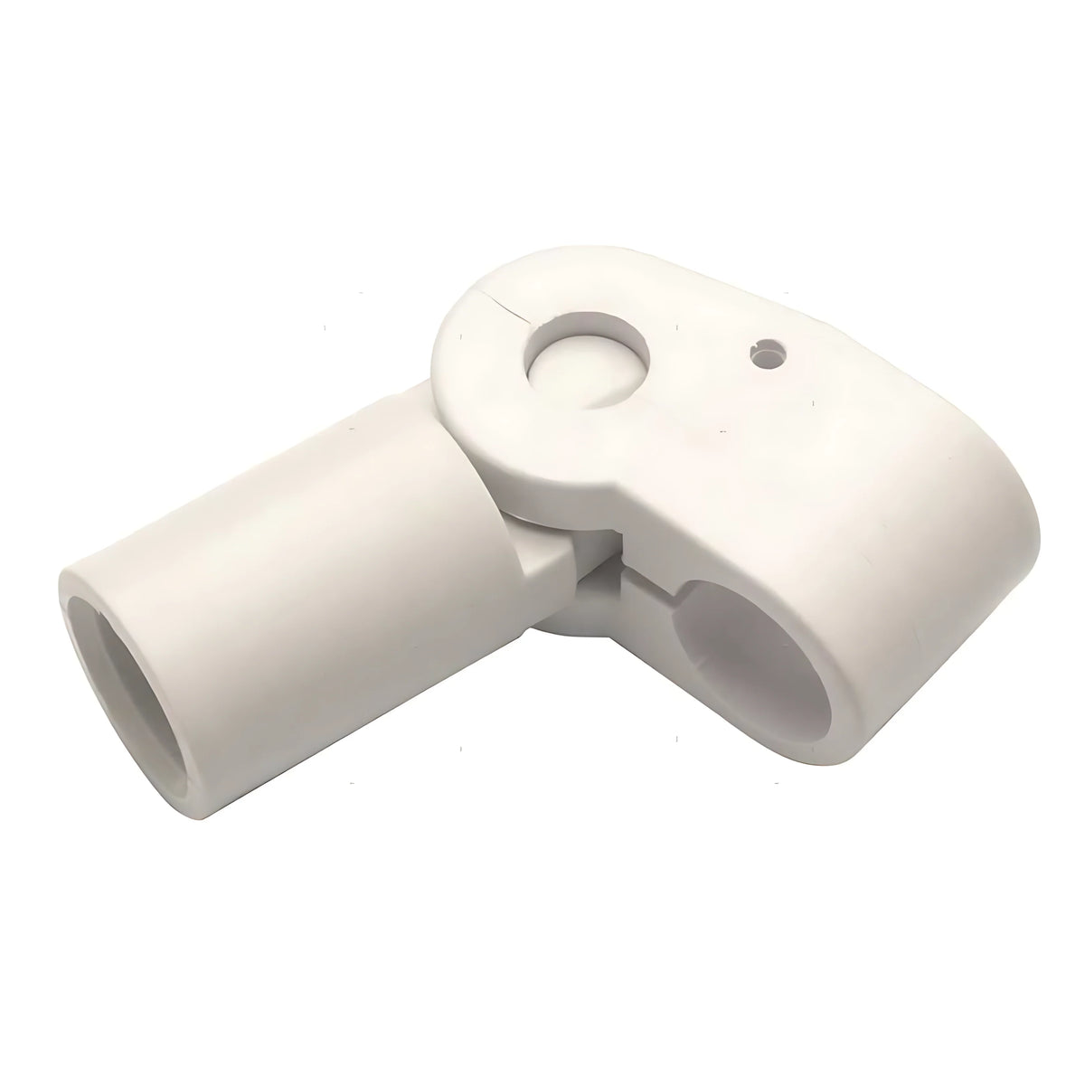 Giunto a T in plastica nera per strutture di capottine e tendalini nautici, compatibile con tubi da 20 mm di diametro.