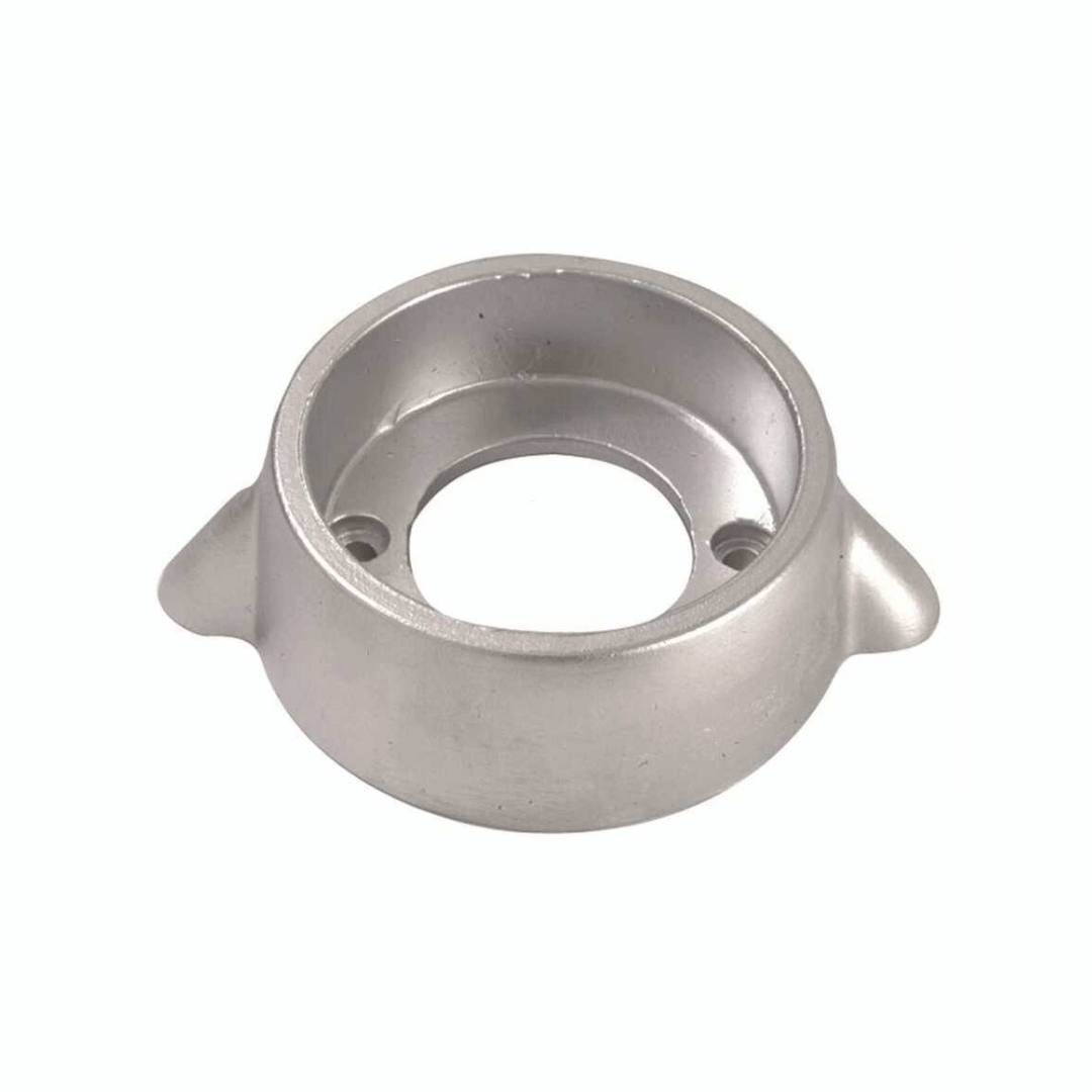 Anodo motore Lombardini/Bukh in zinco argento, forma circolare con foro centrale e alette laterali