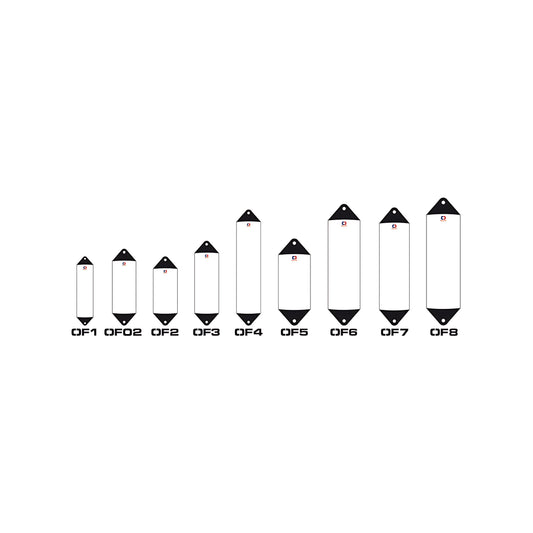 Parabordi serie Heavy Duty in PVC morbido corpo bianco testa blu disponibili in 9 misure da OF1 a OF8