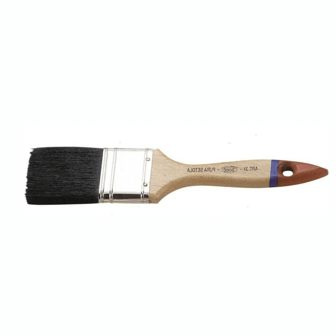 Pennellessa professionale per nautica con manico in legno verniciato e pura setola nera per smalti e vernici.