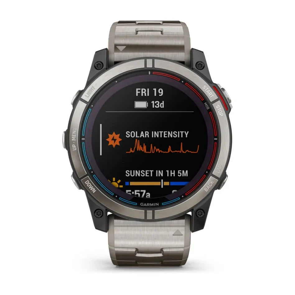 Orologio Garmin Quatix 7X Solar Edition con cinturino in titanio e display Solar Intensity su quadrante nero