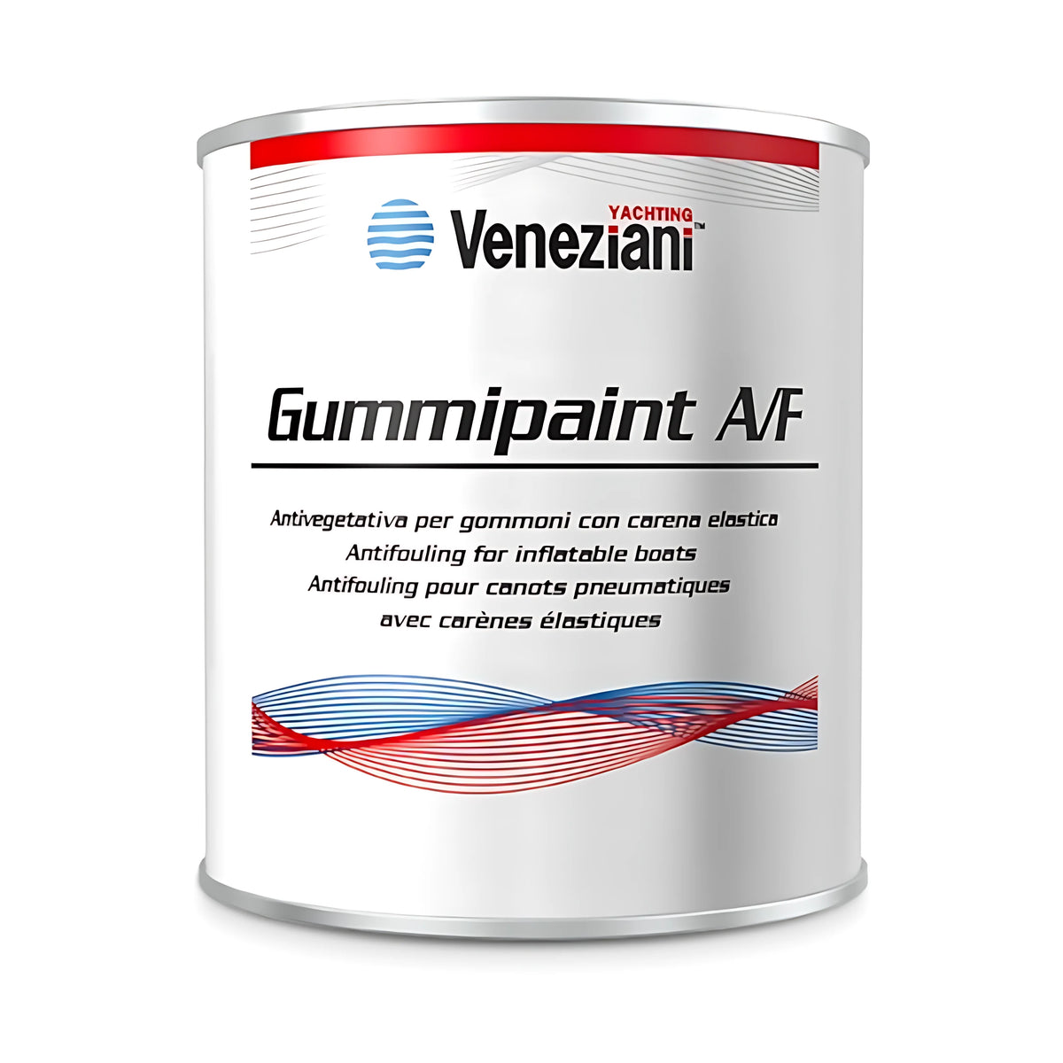 Veneziani Gummipaint A/F antivegetativa per gommoni con carena elastica in neoprene PVC e Hypalon disponibile in bianco grigio e nero