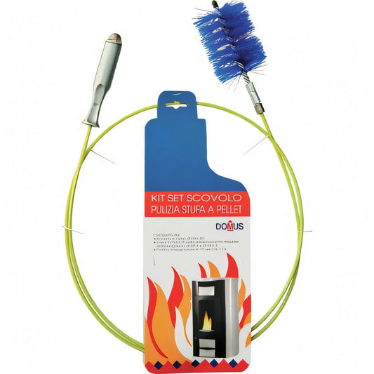 Kit spazzacamino Domus con scovolo in nylon su asta per la pulizia della canna fumaria della stufa a pellet