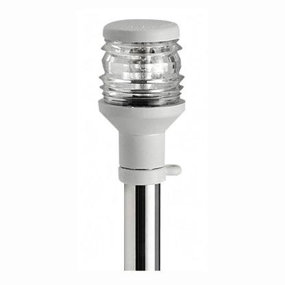 Fanale navigazione 360° su asta inox con testa in plastica bianca e lente trasparente H 100 cm