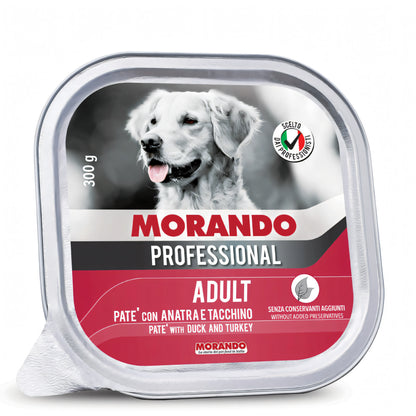 Paté Morando Professional per cani adulti, vaschetta 300 g, anatra e tacchino