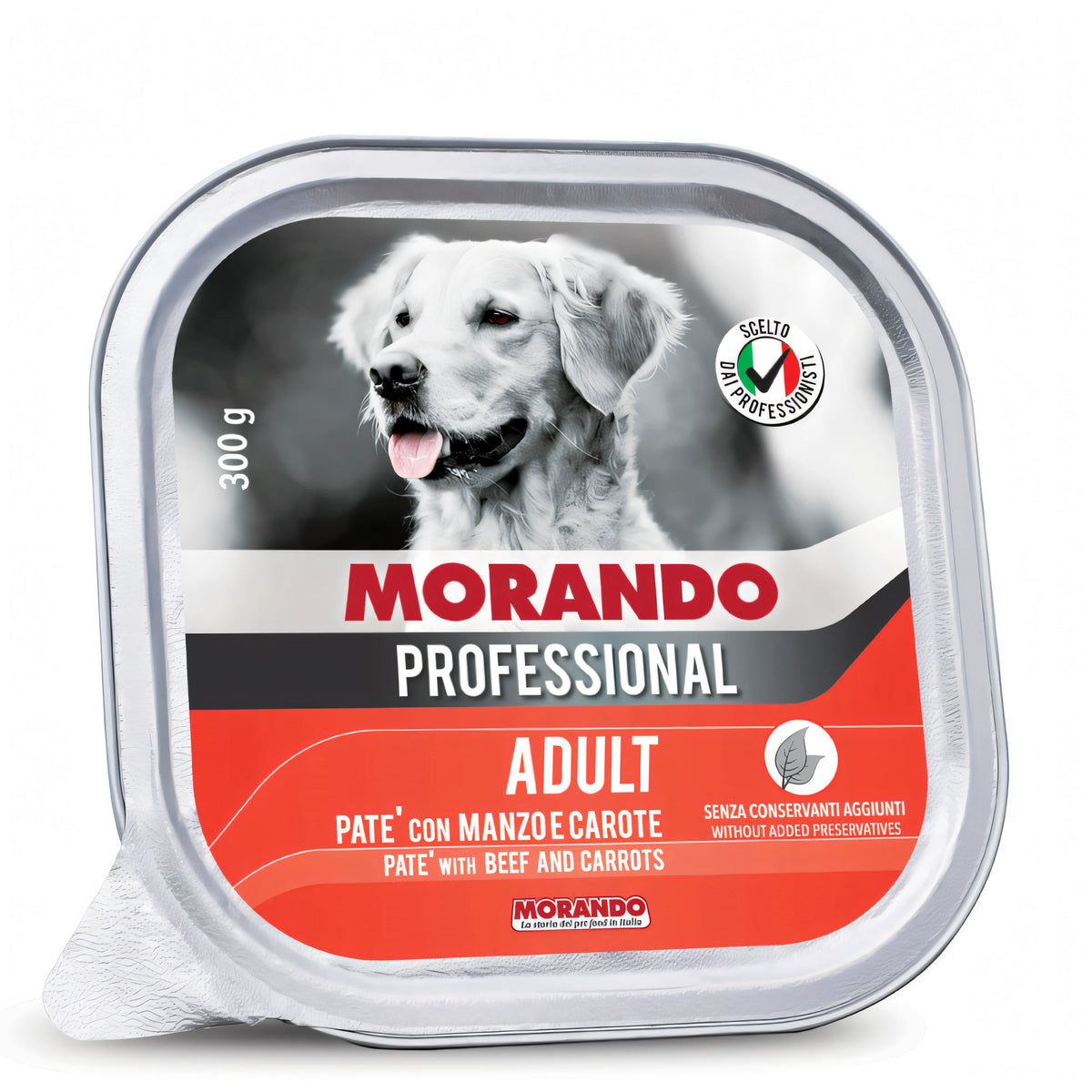 Paté Morando Professional per cani adulti, vaschetta 300 g, manzo e carote