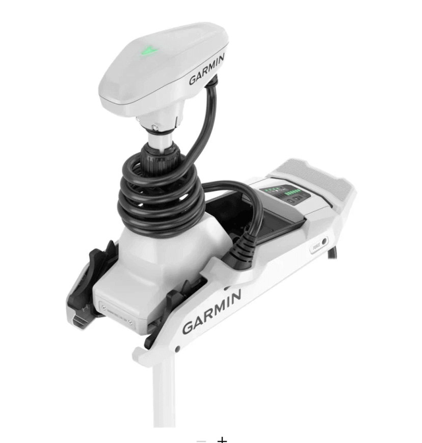 Motore elettrico trolling Garmin Force Kraken bianco con antenna GPS integrata e cavi