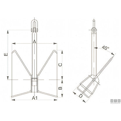 Ancora Pool HHP-TW in Acciaio Inox 316 — 20 Kg.