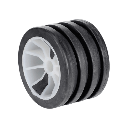 Rullo laterale classico PVC nero con mozzo bianco a raggi per carrello portabarche