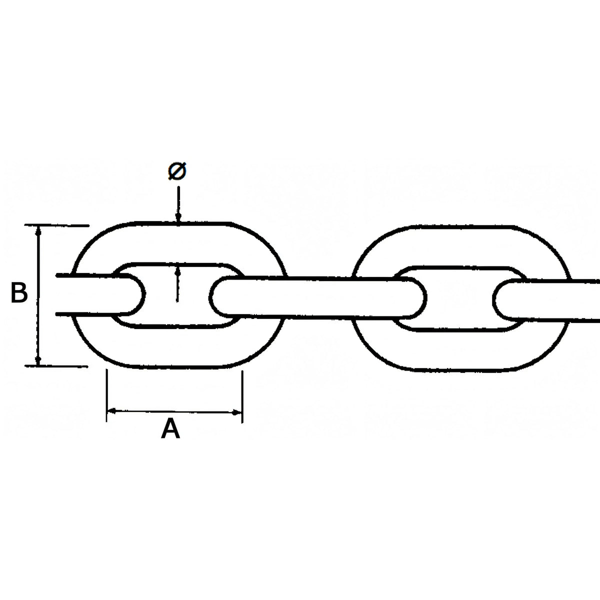 Catena genovese, disegno tecnico della maglia con quote