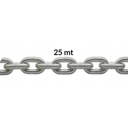 Catena calibrata zincata a caldo in mazza da 25 metri per verricello