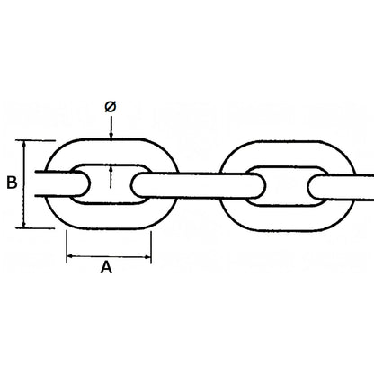 Catena calibrata, disegno tecnico della maglia con quote