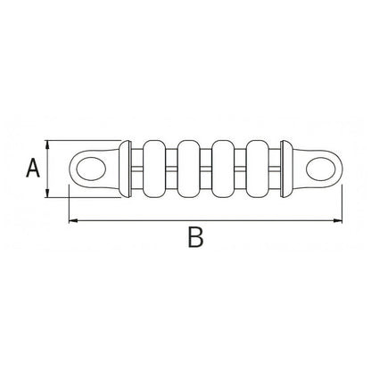 Molla d'ormeggio inox silenziata, disegno tecnico