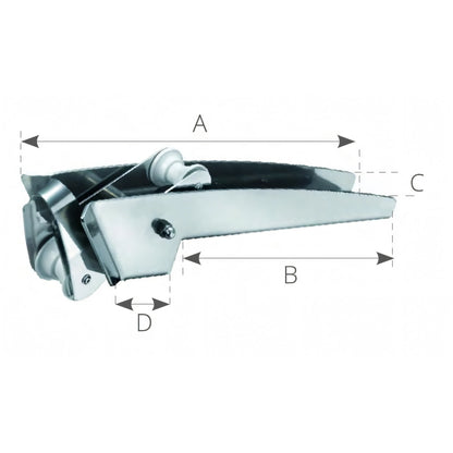 Musone inox basculante, disegno tecnico con quote
