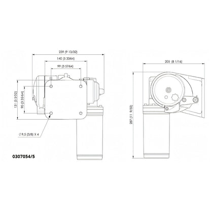 Verricello Quick BL2, disegno tecnico con dimensioni